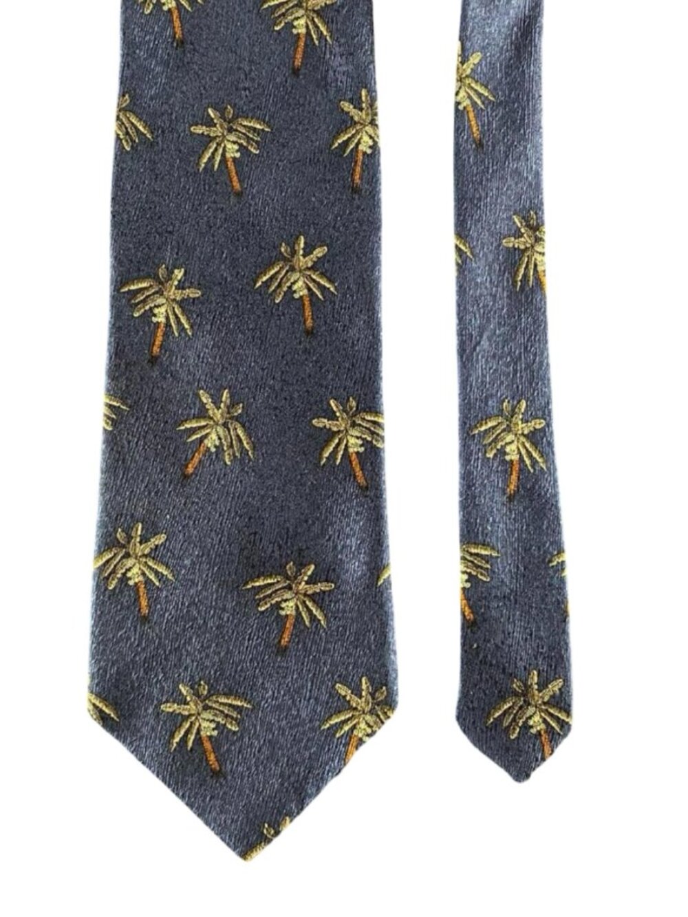 Men’s Gray Gold Palm Trees Necktie Tropical Print